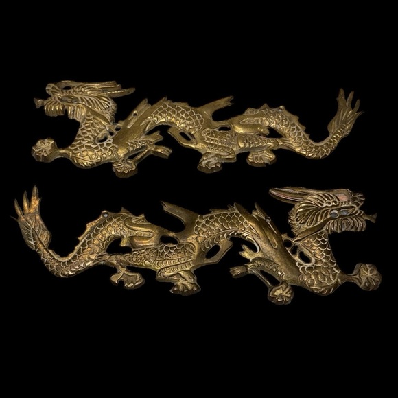 Set Of 2 Vintage Brass Dragons - Picture 2 of 11